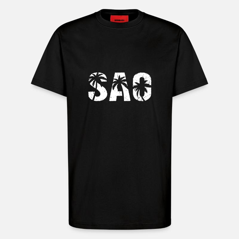 Sao Beach Palm Trees - T-Shirt - made by SPREAD - SOLID BLACK