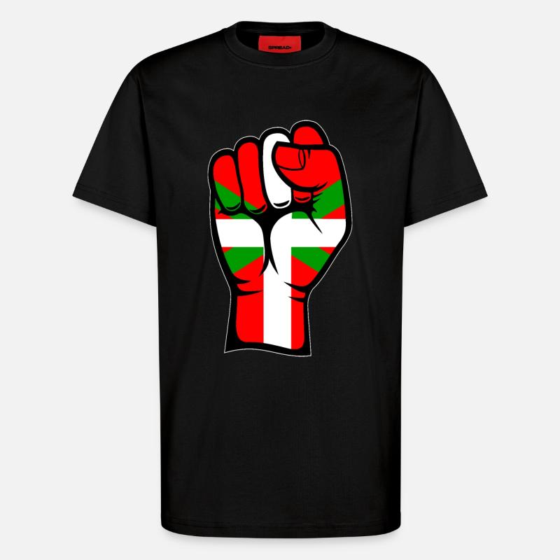 Poing drapeau basque - T-shirt bio décontracté fabriqué en UE - SOLID BLACK