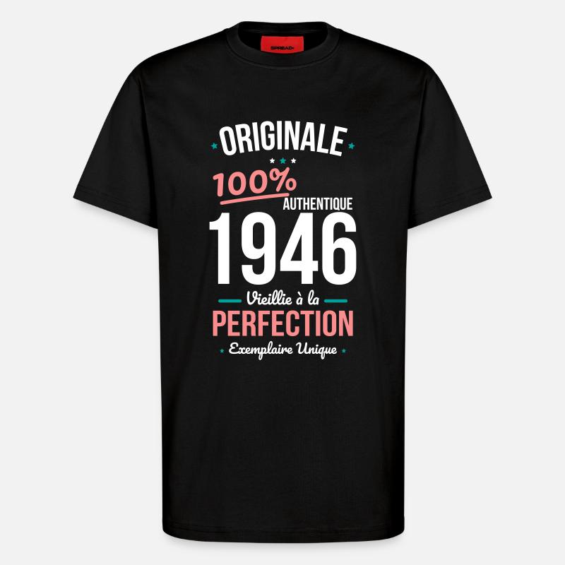 1946 – Original – Unique copy - T-Shirt - made by SPREAD - SOLID BLACK