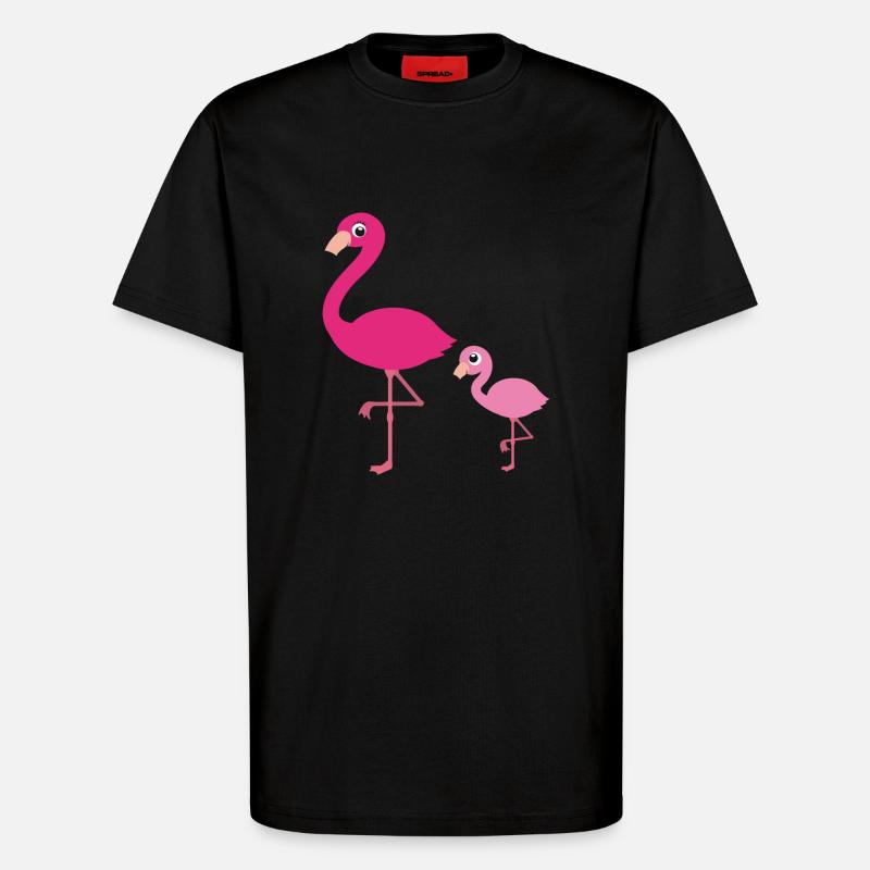 Flamingo Mutter mit Kind - T-Shirt - made by SPREAD - SOLID BLACK