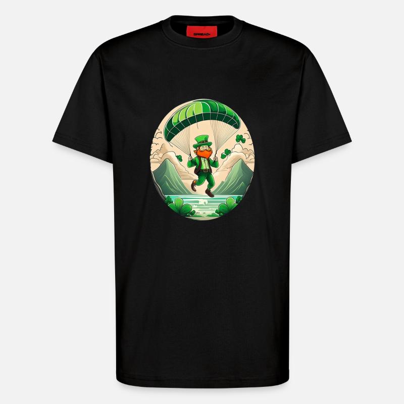 Parapente Trèfle de la Saint-Patrick - T-shirt bio décontracté fabriqué en UE - SOLID BLACK