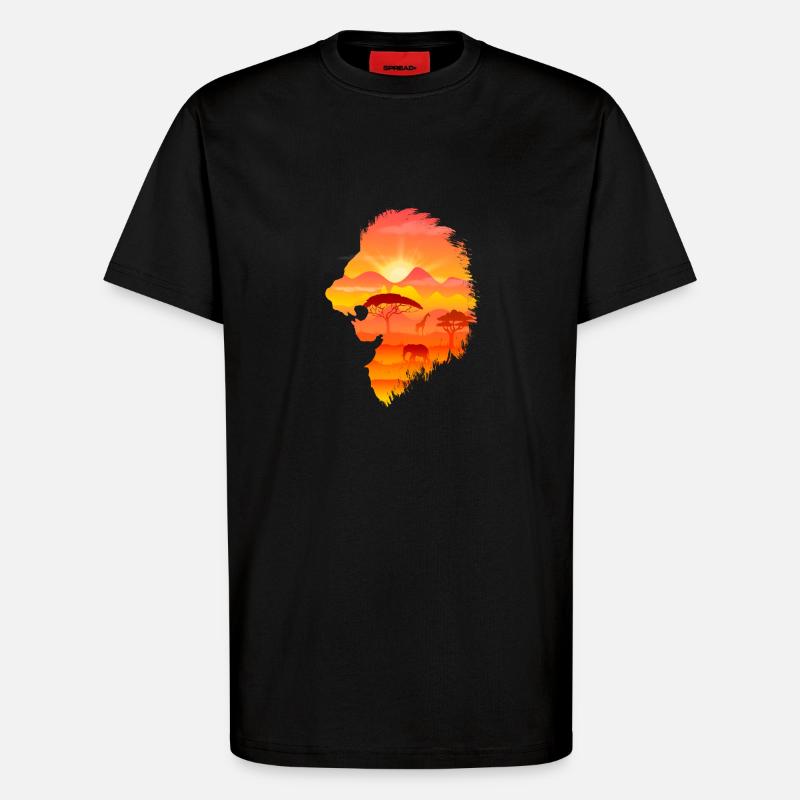 Lion Roi de la Savane - T-shirt bio décontracté fabriqué en UE - SOLID BLACK