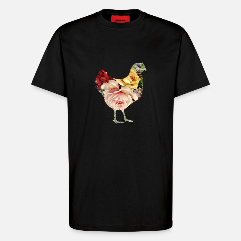 poulet fleur - T-shirt bio décontracté fabriqué en UE - SOLID BLACK