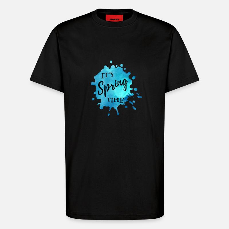 Farbklecks Blau "It's Spring Time" - T-Shirt - made by SPREAD - SOLID BLACK