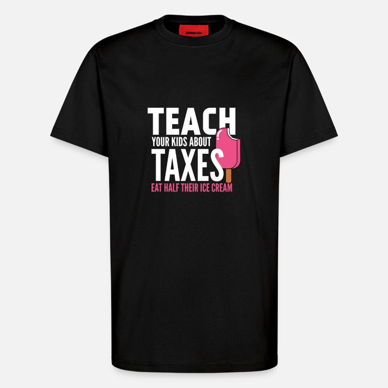 Steuern - Eiscreme - Hälfte - Beibringen - T-Shirt - made by SPREAD - SOLID BLACK