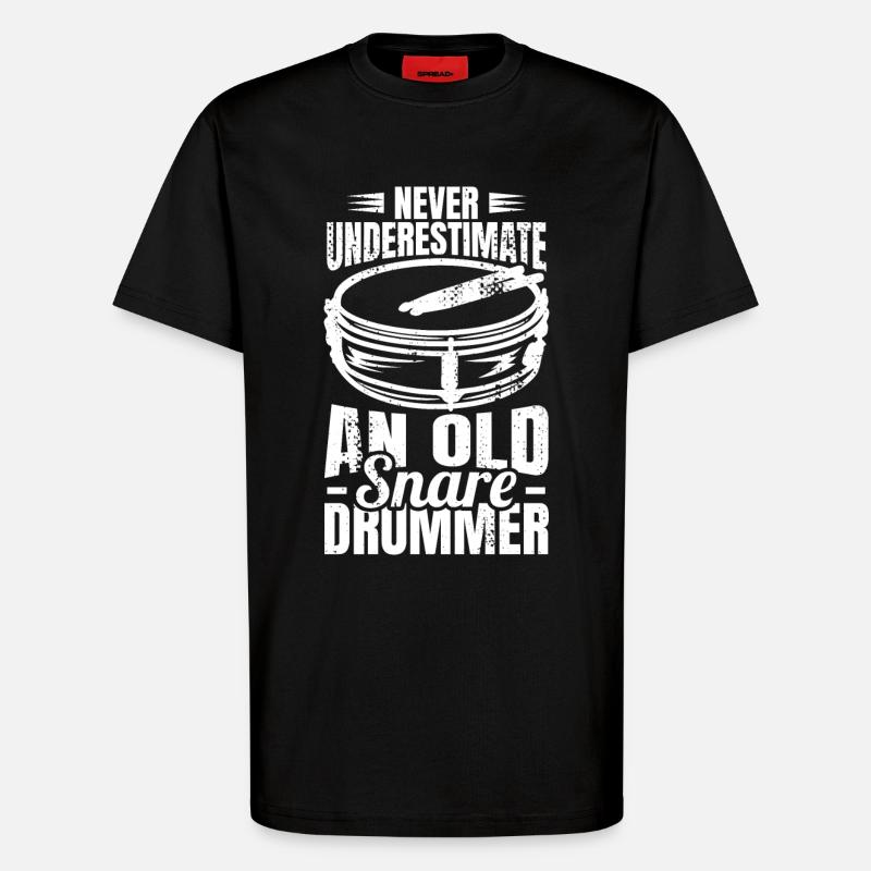 Never underestimate an old drummer - T-Shirt - made by SPREAD - SOLID BLACK