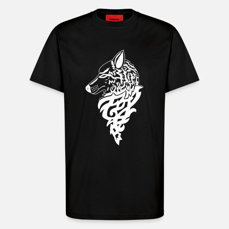 White Wolf, Forest Genius - T-Shirt - made by SPREAD - SOLID BLACK