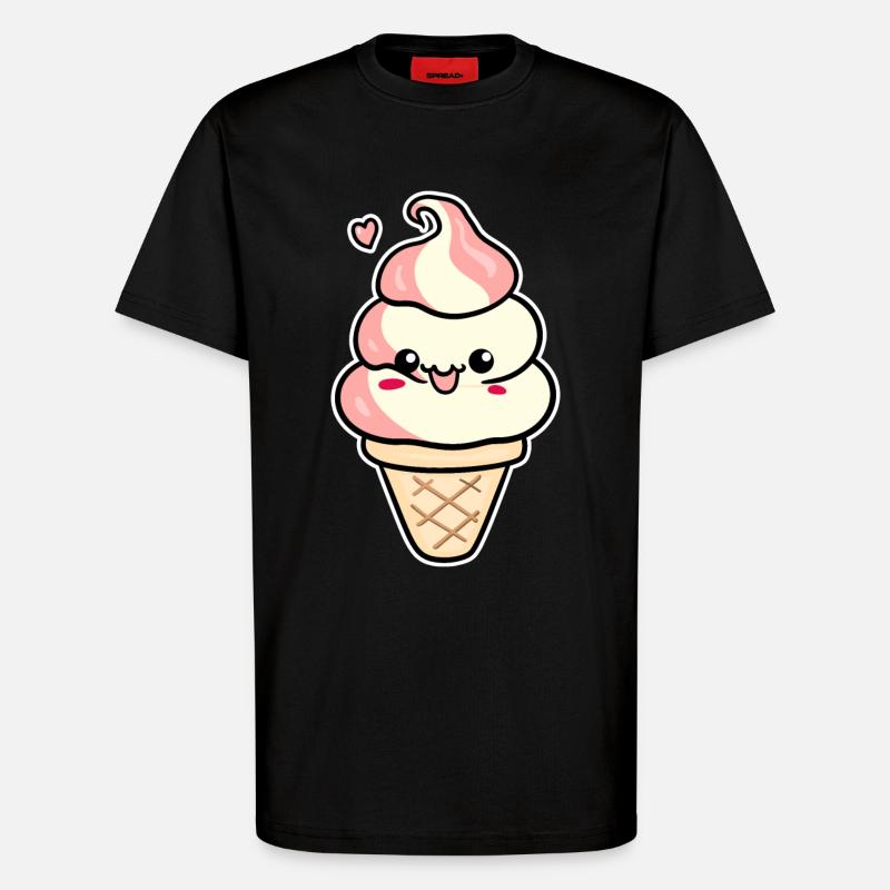 Cartoon Eiscreme - T-Shirt - made by SPREAD - SOLID BLACK