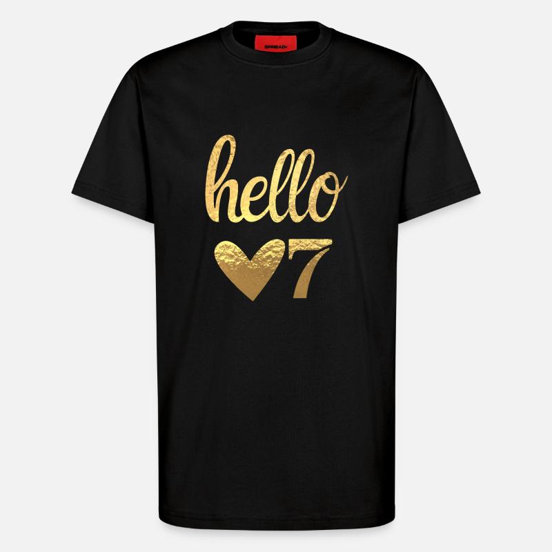 Hello 7 doré - T-shirt bio décontracté fabriqué en UE - SOLID BLACK