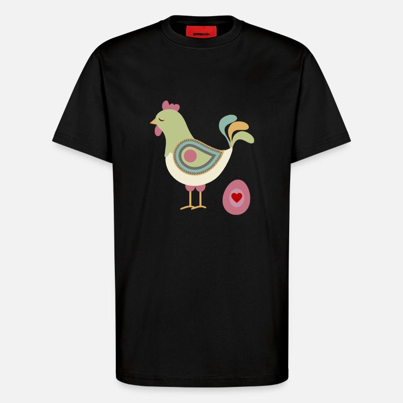 Chicken with easter egg - T-Shirt - made by SPREAD - SOLID BLACK