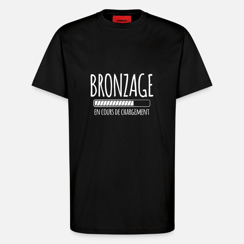 Tan Loading, Summer, Vacation, French - T-Shirt - made by SPREAD - SOLID BLACK