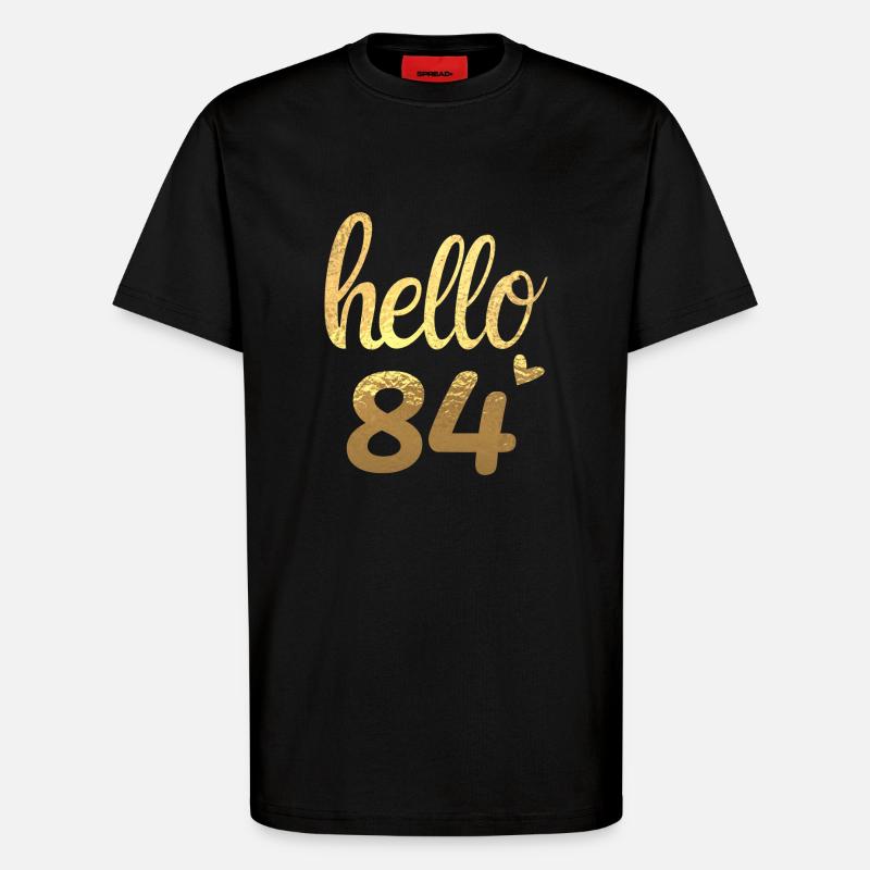 Hello 84 doré - T-shirt bio décontracté fabriqué en UE - SOLID BLACK
