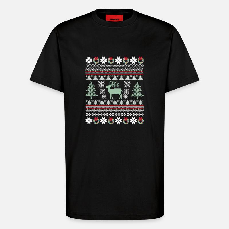 Retro Christmas Pattern - T-Shirt - made by SPREAD - SOLID BLACK