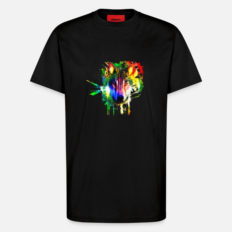 Wolf Splash Moderne - T-shirt bio décontracté fabriqué en UE - SOLID BLACK