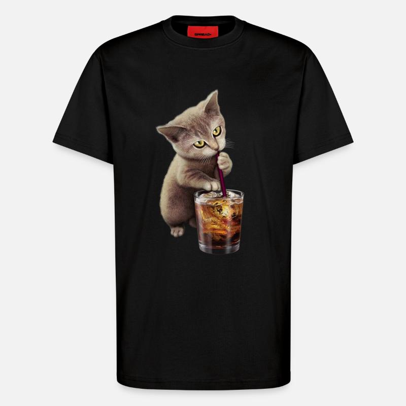 CAT & SOFT DRINK 2017 - T-Shirt - made by SPREAD - SOLID BLACK