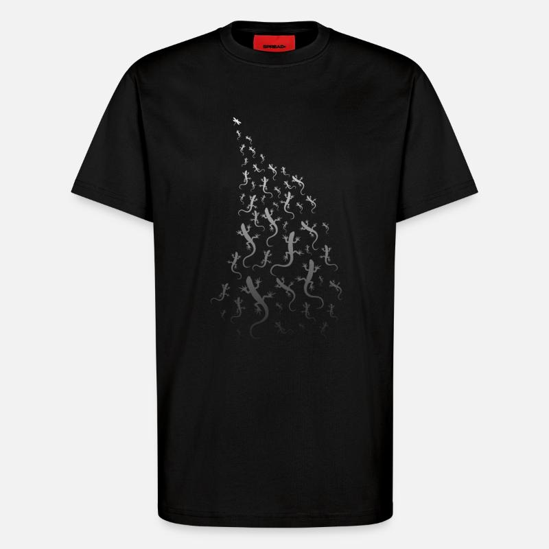 Gecko vs Dragonfly - T-Shirt - made by SPREAD - SOLID BLACK
