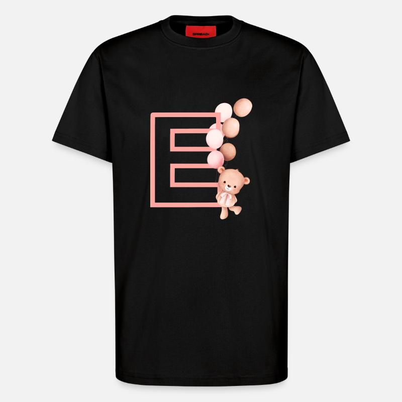 Letter e pink bear - T-Shirt - made by SPREAD - SOLID BLACK