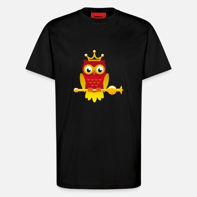 King owl with scepter - T-Shirt - made by SPREAD - SOLID BLACK