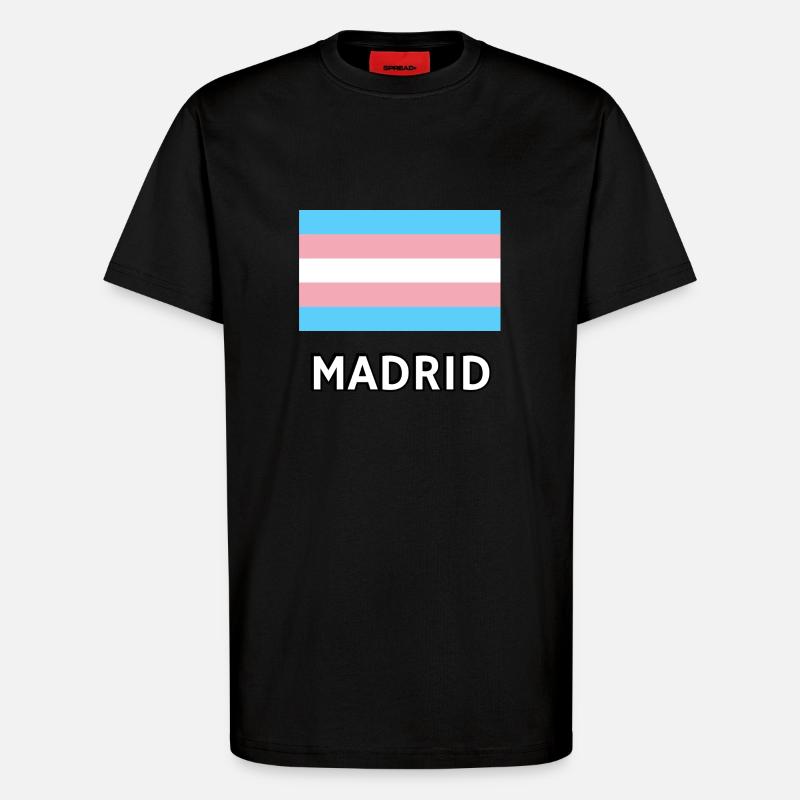 Trans Pride Flagge Madrid - T-Shirt - made by SPREAD - SOLID BLACK