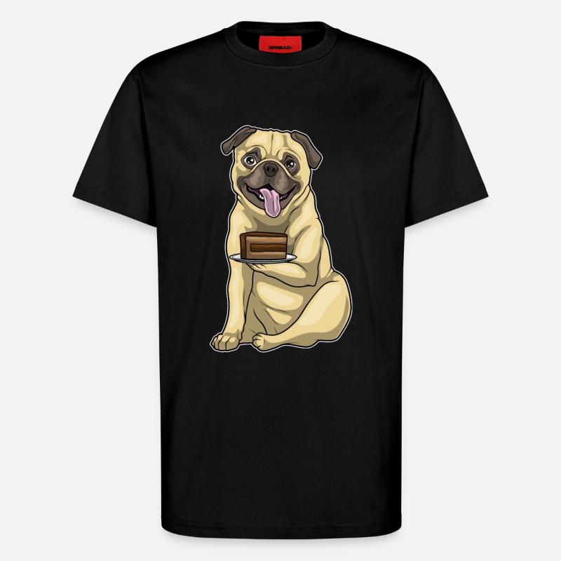 Mops Kuchen - T-Shirt - made by SPREAD - SOLID BLACK