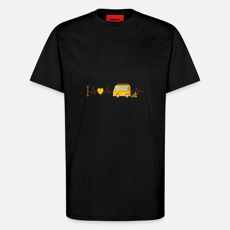 Herzschlag Camper Van - T-Shirt - made by SPREAD - SOLID BLACK