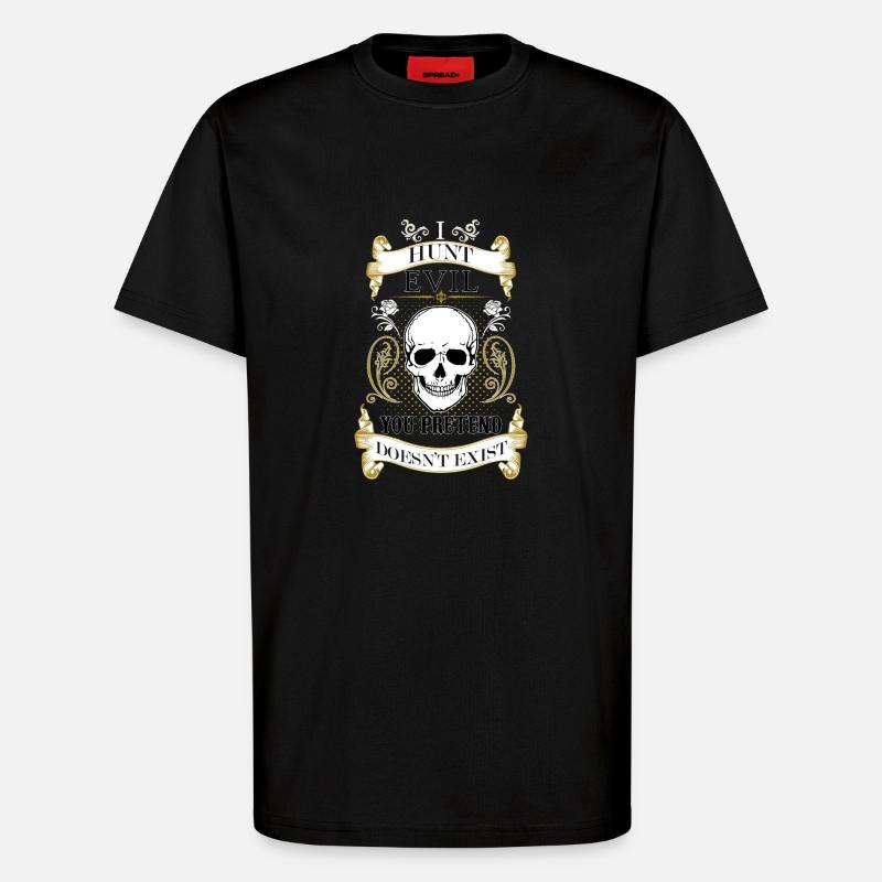 I hunt evil - T-Shirt - made by SPREAD - SOLID BLACK