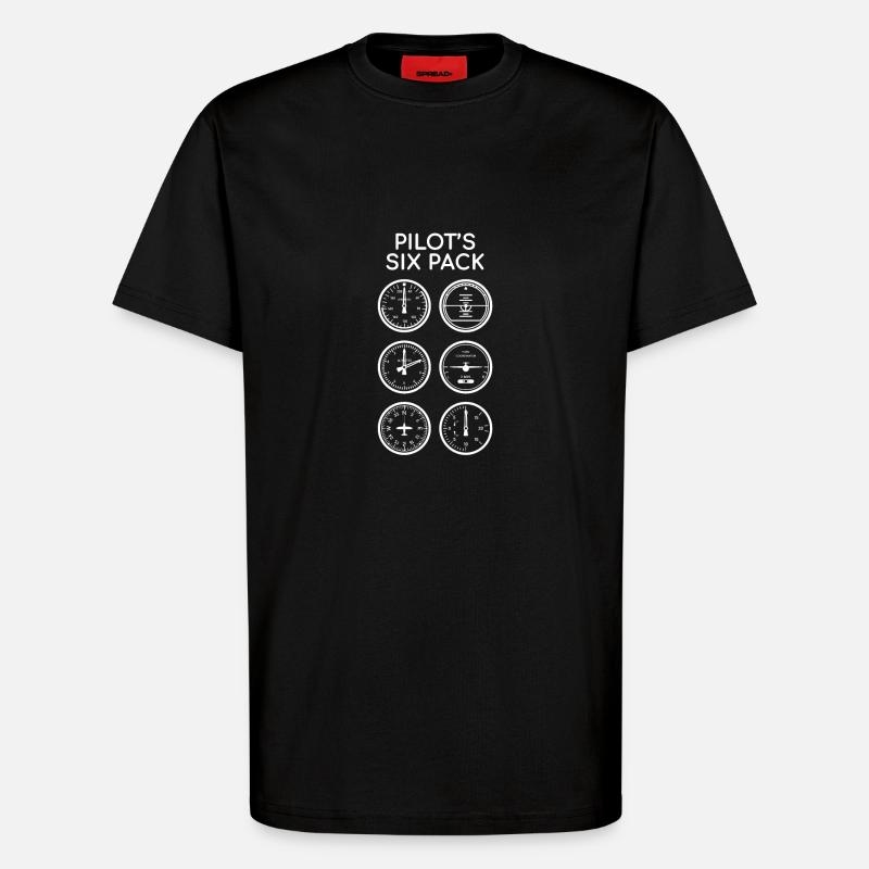 Luftfahrt - Pilot's Six Pack - Geschenk - T-Shirt - made by SPREAD - SOLID BLACK