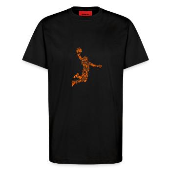 Joueur de basket - T-shirt bio décontracté fabriqué en UE - SOLID BLACK - Devant - Alina (178cm) & Michal (187cm)