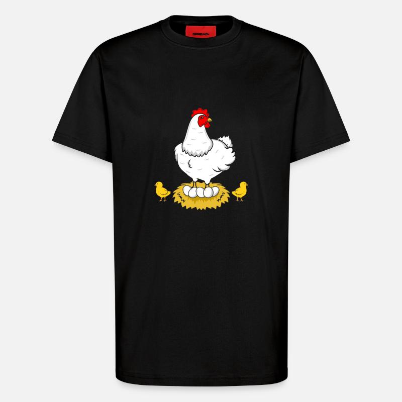 Chicken hen rooster eggs - T-Shirt - made by SPREAD - SOLID BLACK