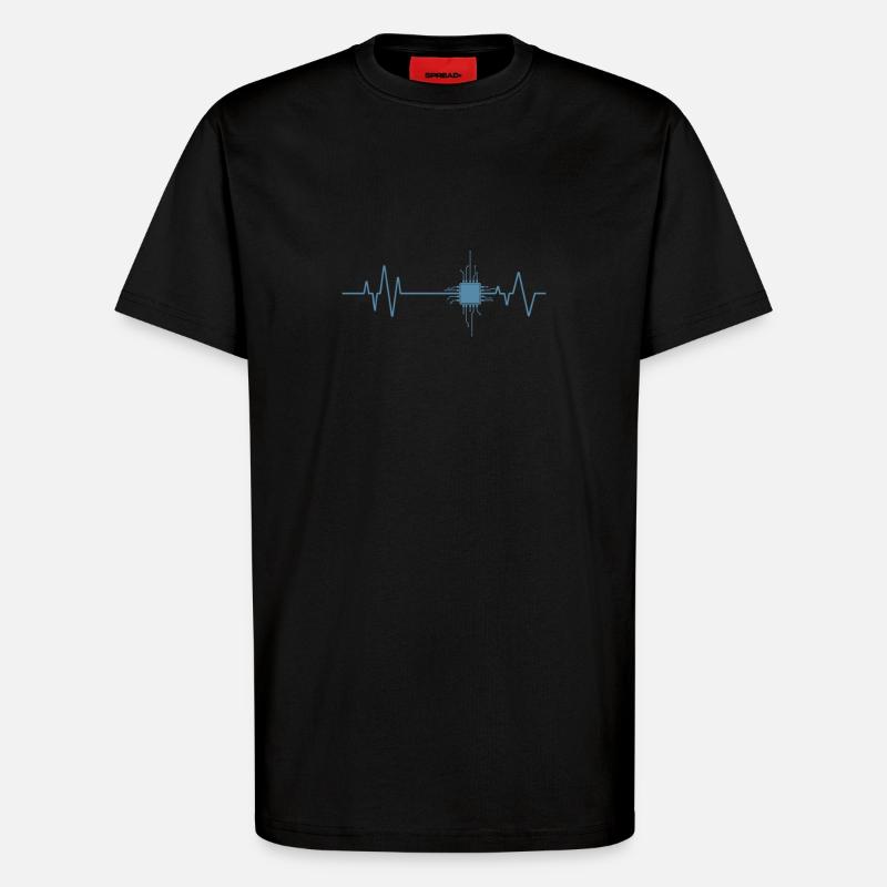 Herzschlag Chip Elektronik Beruf Technik - T-Shirt - made by SPREAD - SOLID BLACK