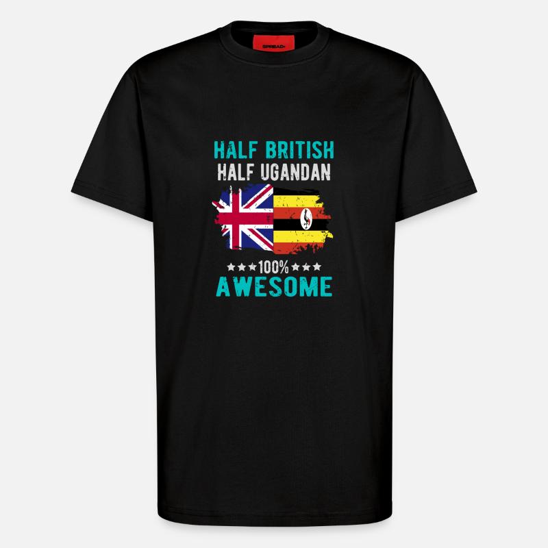 Half British Half Ugandan - T-Shirt - made by SPREAD - SOLID BLACK
