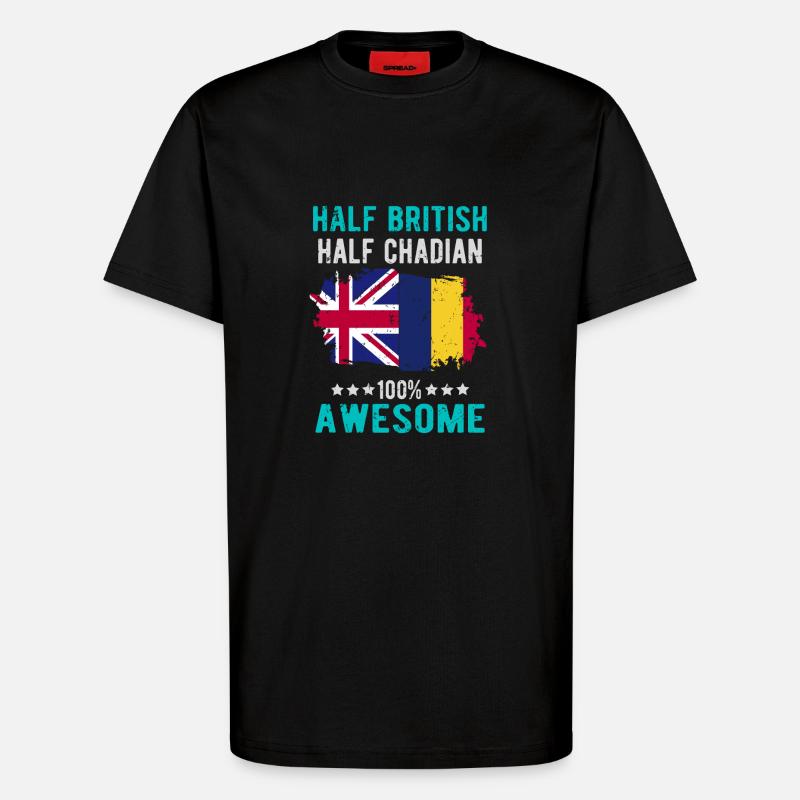 Half British Half Chader - T-Shirt - made by SPREAD - SOLID BLACK