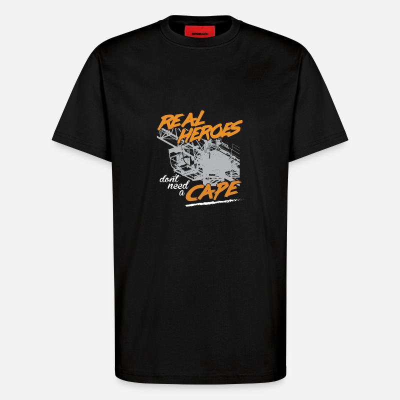 Kranführer Sprüche Kran echte Helden - T-Shirt - made by SPREAD - SOLID BLACK