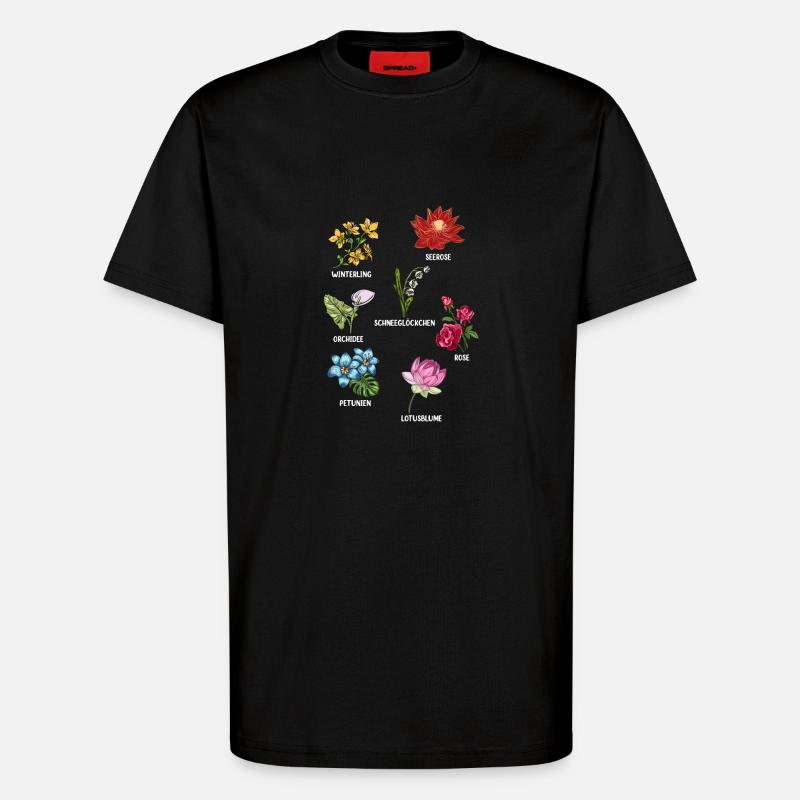 Espèces de fleurs Fleurs - T-shirt bio décontracté fabriqué en UE - SOLID BLACK