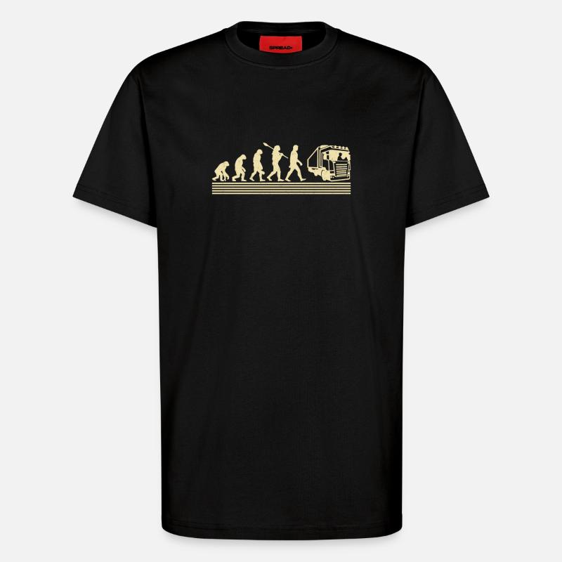 Lkw-fahrer-evolution - T-Shirt - made by SPREAD - SOLID BLACK