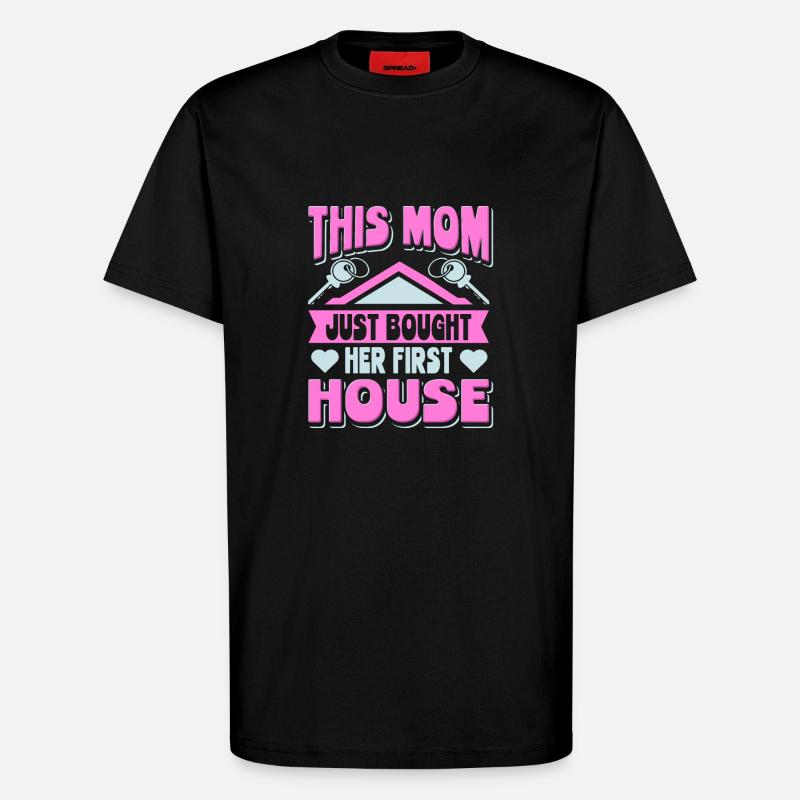 Husejer mor denne mor købte sit første hus - Organic relaxed T-shirt made in EU - SOLID BLACK