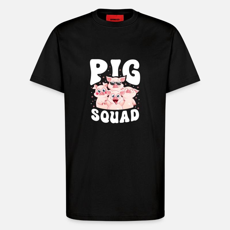 Pig Squad - T-Shirt - made by SPREAD - SOLID BLACK