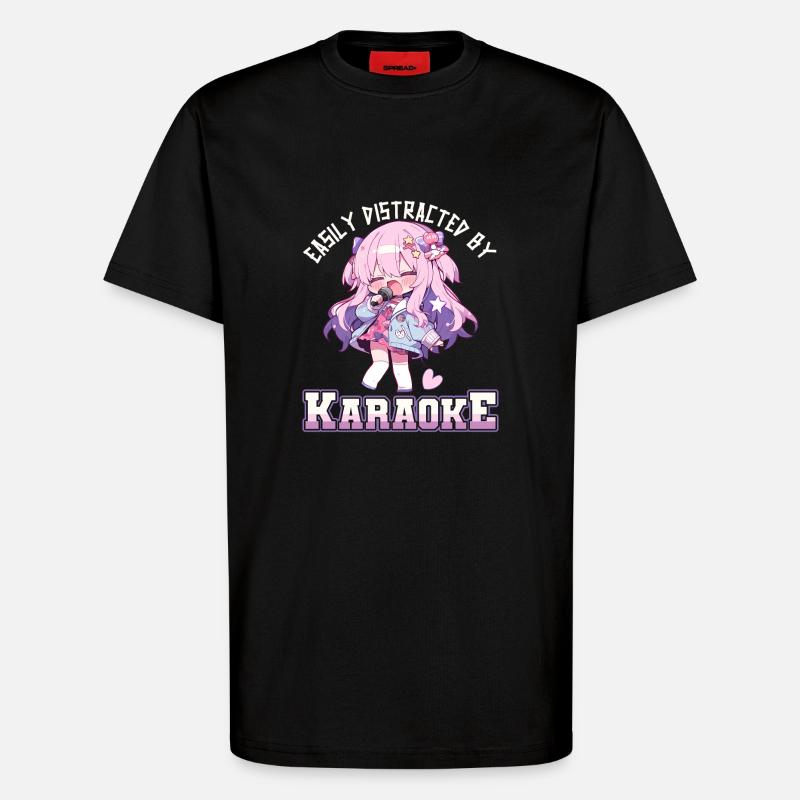 Easily distracted by Karaoke - T-Shirt - made by SPREAD - SOLID BLACK