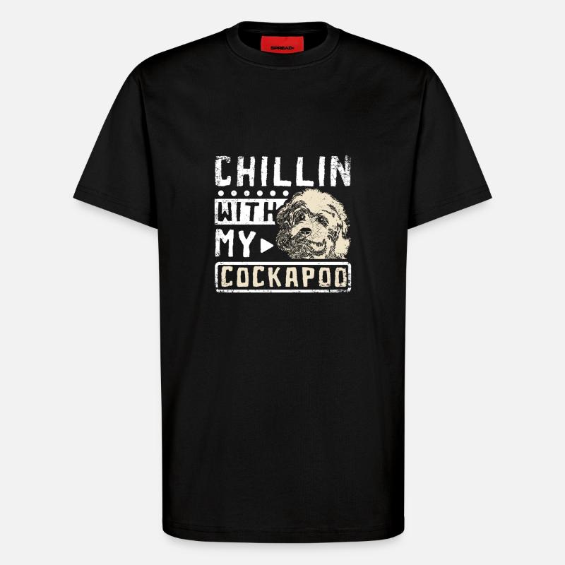 chillin avec mon cockapoo - T-shirt bio décontracté fabriqué en UE - SOLID BLACK
