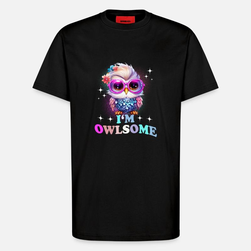 Eule Eulen I`m Owlsome - T-Shirt - made by SPREAD - SOLID BLACK