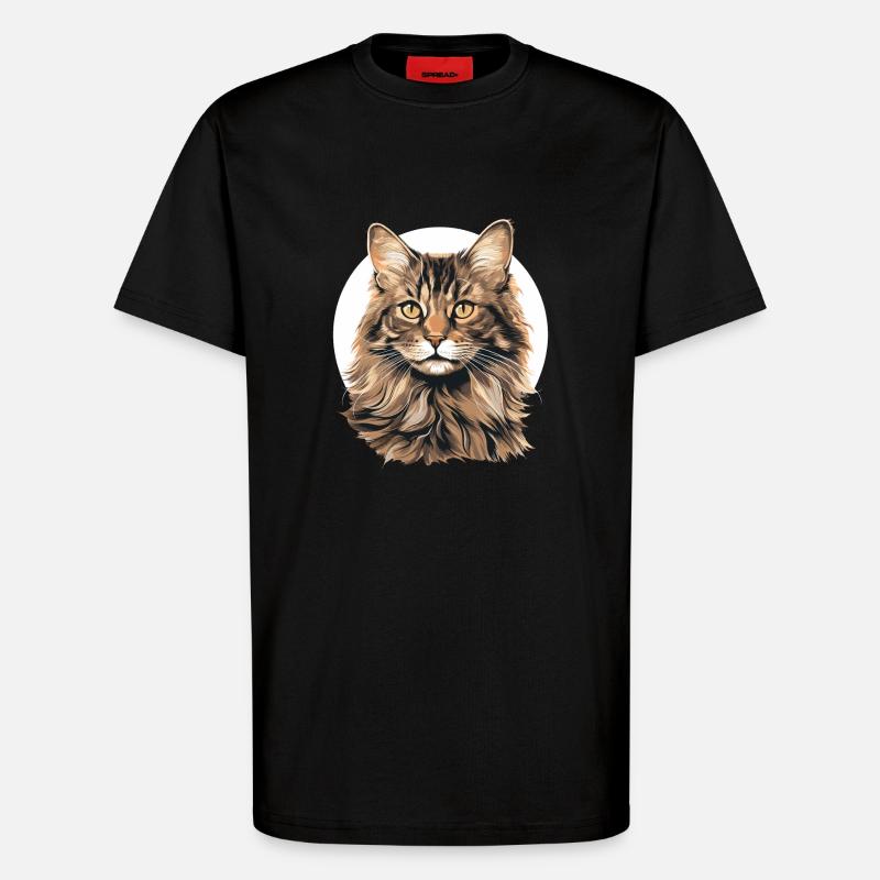 Cat Katzen American Bobtail - T-Shirt - made by SPREAD - SOLID BLACK
