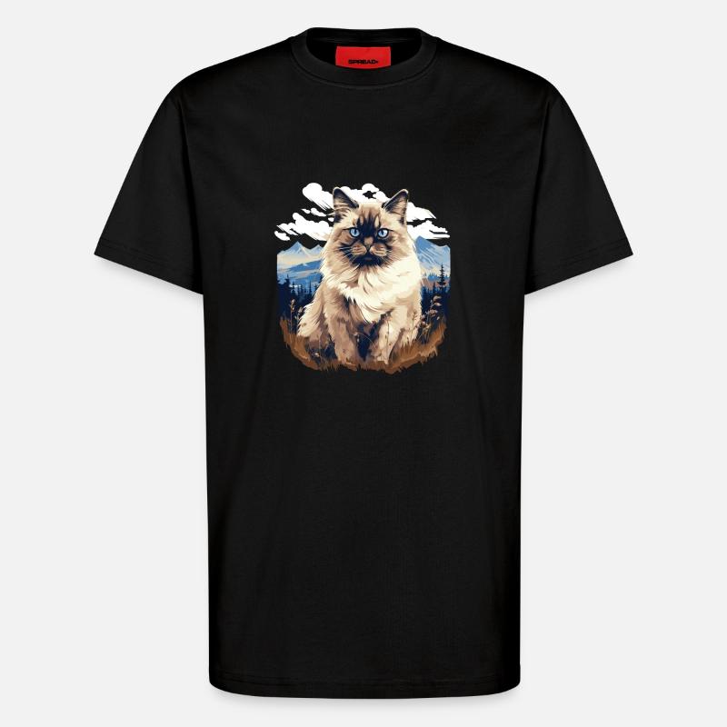 Birman Cat Birma Katze - T-Shirt - made by SPREAD - SOLID BLACK