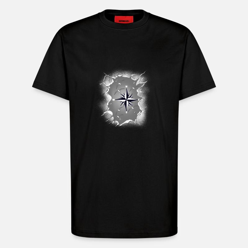 Möwen Möwe Kompass maritim - T-Shirt - made by SPREAD - SOLID BLACK