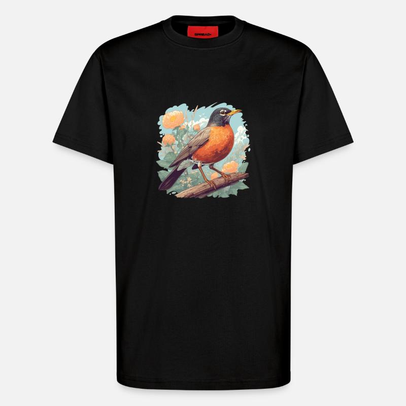 Robin Rotkehlchen - T-Shirt - made by SPREAD - SOLID BLACK