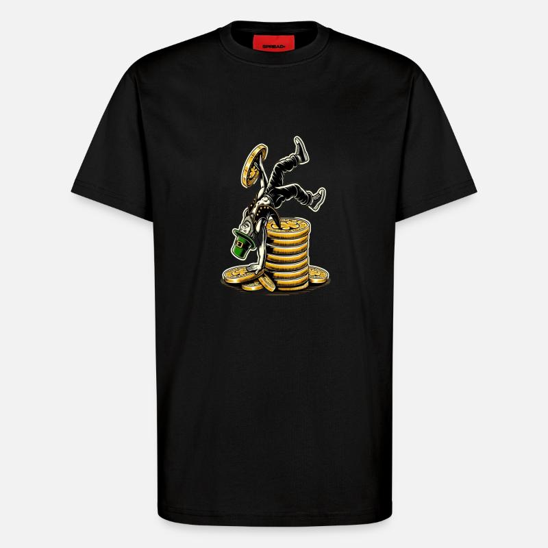 Coin-Stacking Leprechaun (Irish Leprechaun) - T-Shirt - made by SPREAD - SOLID BLACK