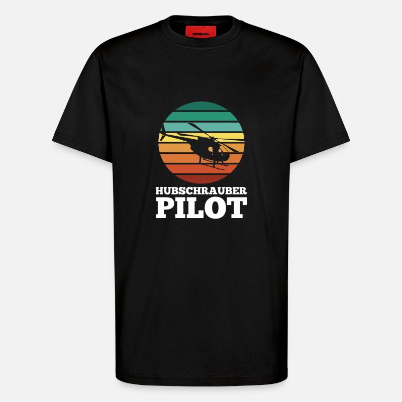 Pilot Helikopter Hubschrauber - T-Shirt - made by SPREAD - SOLID BLACK