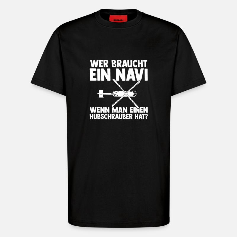 Pilot Helikopter Hubschrauber - T-Shirt - made by SPREAD - SOLID BLACK