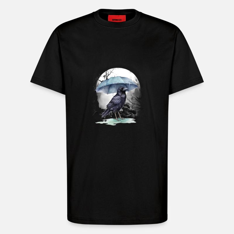 mystical crow crows raven raven - T-Shirt - made by SPREAD - SOLID BLACK