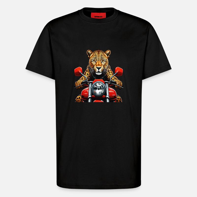 LEOPARD MOTORCYCLE - T-Shirt - made by SPREAD - SOLID BLACK