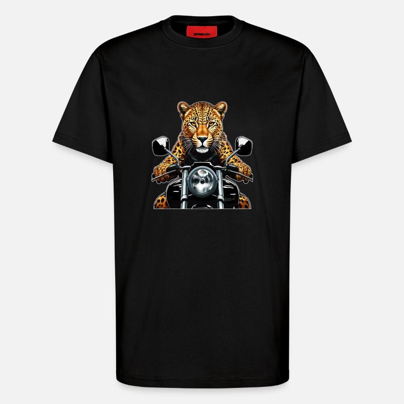 LEOPARD MOTORCYCLE - T-Shirt - made by SPREAD - SOLID BLACK